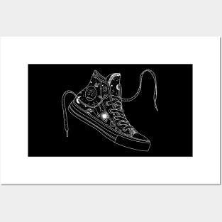 Gemini high tops - Black &amp; White Posters and Art